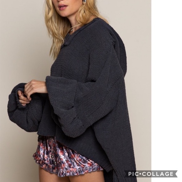 SALE!! 1 Left! Charcoal Oversized Sweater - Picture 2 of 6